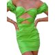 thumbnail image 2 of TRKIYQC Vestido ajustado de verano para mujer, con hombros descubiertos, plisado en el pecho, manga corta, una pieza, falda de color sólido, prenda TRKIYQC Casual, 2 of 6