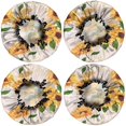 thumbnail image 2 of Shower Caps,Leaf Newspaper Text Sunflower Pattern Waterproof Shower Cap for Women 4 Pieces,Double Reusable Hair Cover for Shower PEVA Elastic Stretch Hem, 2 of 7
