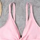 thumbnail image 3 of Traje de baño para mujer Color Block V Neck Bikini Sets para mujer (XL rosa y negro) FLhrweasw Para estrenar, 3 of 8