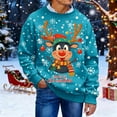 thumbnail image 2 of Unisex Christmas Sweater for Men Women Xmas Holiday Party Funny Print Knit Pullover,Sky Blue,S, 2 of 4