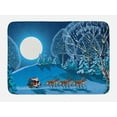 thumbnail image 1 of Christmas Bath Mat, Santa in Sleigh a Night with Full Moon in the Sky Snowy Winter Xmas Theme Print, Non-Slip Plush Mat Bathroom Kitchen Laundry Room Decor, 29.5 X 17.5 Inches, Navy Blue, Ambesonne, 1 of 2