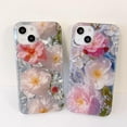 thumbnail image 2 of Designed for iPhone Case,Oil Painting Flower Floral Water Ripple Pattern Camera Lens Protection Shockproof Protective Cover Phone Case (White,iPhone 12), 2 of 5