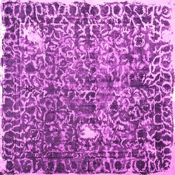 Ahgly Company Indoor Square Abstract Pink Contemporary Area Rugs, 5' Square