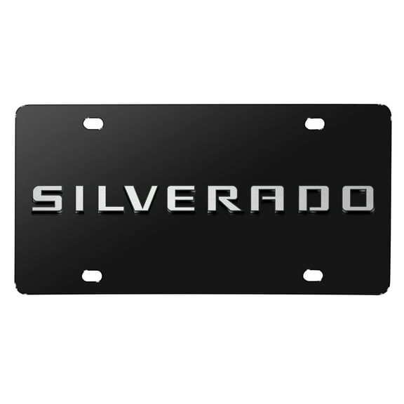 Chevrolet Silverado 3D Nameplate Black Stainless Steel License Plate