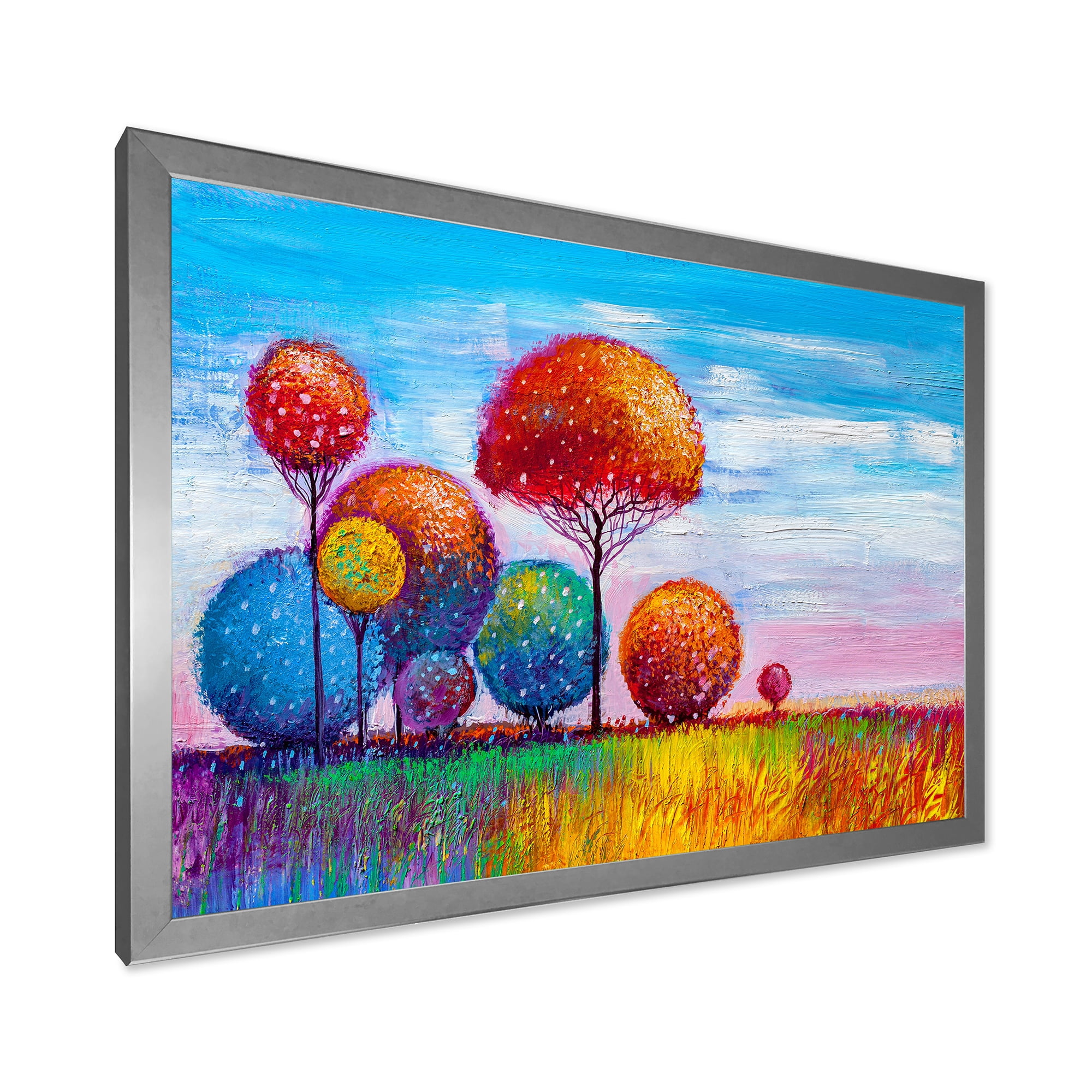 Designart 'Ornamental Colourful Trees IX' Modern Framed Art Print