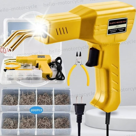 

Hot Stapler Car Bumper Fender Fairing 200 Staples Welder Gun Plastic Repair Kit
