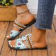 thumbnail image 2 of Bmisegm Ladies Summer Colourful Butterfly Splicing Hollow Out Woven Strap Beach Flat Bottom Large Size Sandals Slippers Sandals Women Summer Green 9, 2 of 9