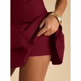 thumbnail image 3 of Burgundy Women's Solid Color Deep V-Neck Ruffle Hem Sleeveless Dress,, 3 of 6
