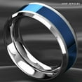 thumbnail image 4 of Tungsten Rings for Men Wedding Bands for Him Womens Wedding Bands for Her 8mm Blue Center Silver Brushed Edge, 4 of 8