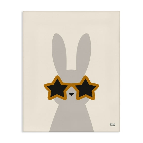 Stupell Industries Bunny & Star Sunglasses Animals Painting Wrapped Canvas Art Print Wall Art, 16 x 20