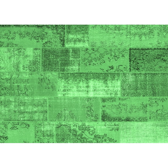 Ahgly Company Indoor Rectangle Patchwork Emerald Green Transitional Area Rugs, 4' x 6'