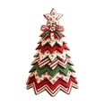 thumbnail image 2 of Christmas DIY Quilted Tree Tabletop Decor Hand Stitched Fabric Patchwork Xmas Tree Ornament Vintage Holiday Decoration for Home Mantel Shelf Countertop Christmas Party Display, 2 of 5