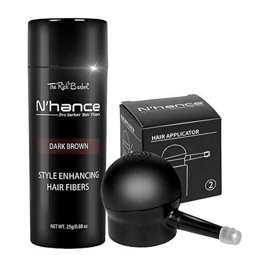 The Rich Barber N'Hance Hair Fibers, Hold Spray & Applicator Set, Natural  Concealing Hair Thickening Fibers