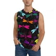 thumbnail image 2 of Lsque Colorful Dragonflies Print Men's Cotton Blend Sleeveless Muscle Shirts (S-3XL)- Moisture Wicking, Odor Protection, UPF 30+,Large, 2 of 8