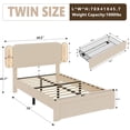thumbnail image 3 of iPormis Twin Bed Frame with Storage Drawers and Side-Shelf Upholstered Headboard, Velvet Bed Frame with LED Lights, USB Port and Type-C Port,Beige, 3 of 7