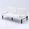 thumbnail image 4 of The 67-inch white PVC multi-functional sofa bed, with a foldable and cup holder design, makes it extremely convenient to turn the living room into a guest room, 4 of 12