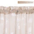 thumbnail image 3 of Voile Sheer Valance Curtain, Faux Linen Textured Rod Pocket Leaf Embroidery Valance, 3 of 9
