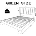 thumbnail image 2 of Queen Platform Bed Frame Green Velvet Upholstered Bed Frame with Vertical Geometric Adjustable Headboard,Wooden Slats Support,No Box Spring Needed,Mattress Foundation,Easy Assembly,Noise Free Design, 2 of 8