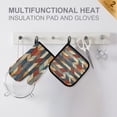 thumbnail image 4 of Yayeee Oven Mitts and Pot Holder Set of 2 Heat Resistant Kitchen Gloves Baking Hot Pad, Beige Geometric, 4 of 5