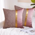 thumbnail image 5 of Set of 2 Pillowcases decorated with modern minimalist gold leather stitched wavy striped square Pillowcase 18x18"-Pink, 5 of 5