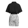 thumbnail image 5 of ibiyuan 2 Piece Sets For Women Summer Stylish Women's Shorts Set Summer V-Neck Top and Shorts Casual Outfit Comfortable Two Piece Suit for Daily Wear, 5 of 6