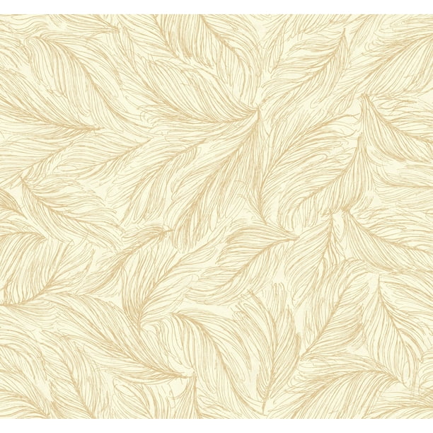 York Wallcoverings BH8356 Kashmir Light As A Feather Wallpaper off-white, metallic  gold 