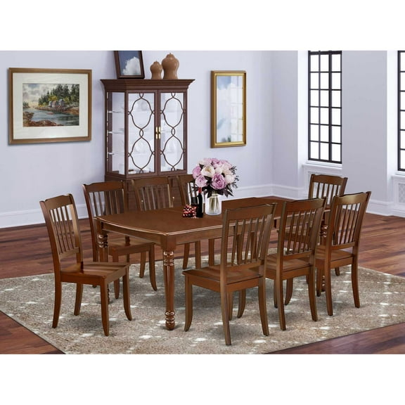 East West Furniture Dining Room Set Mahogany, DODA9-MAH-W