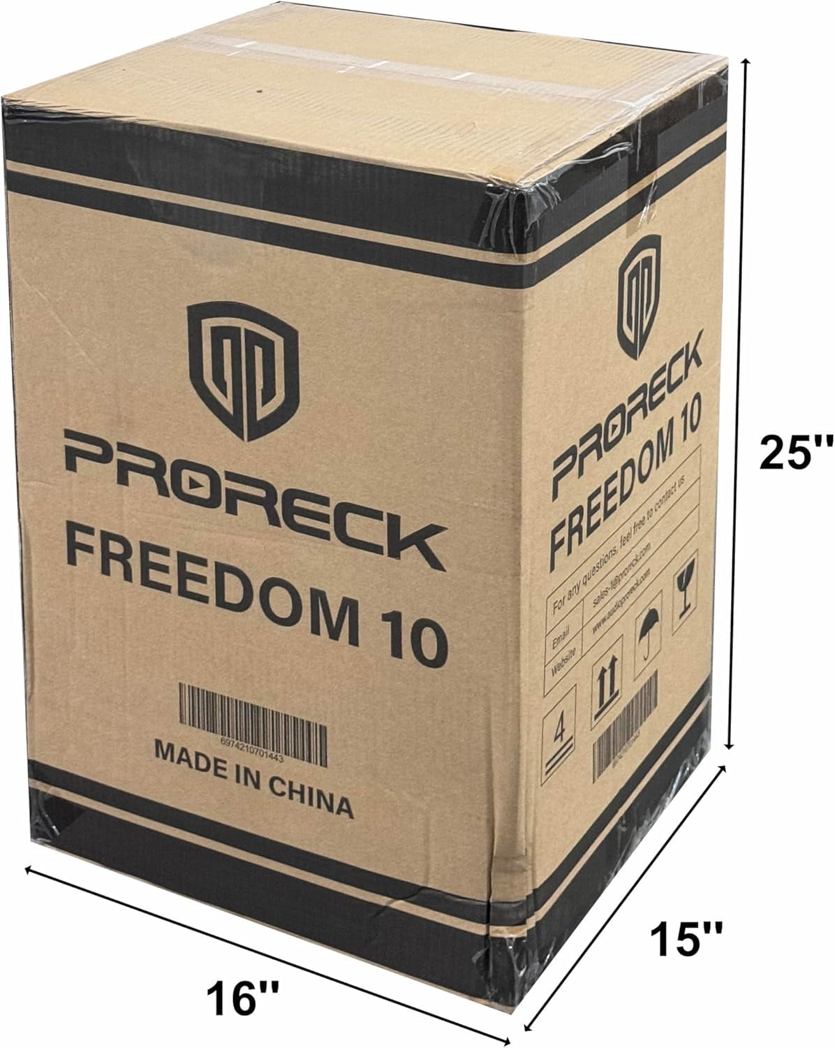 PRORECK FREEDOM 10 800W 10'' Portable Powered Bluetooth Wireless PA Speaker with 2 Wireless Microphones, Remote Control, Handle and Wheels, Active Loudspeaker