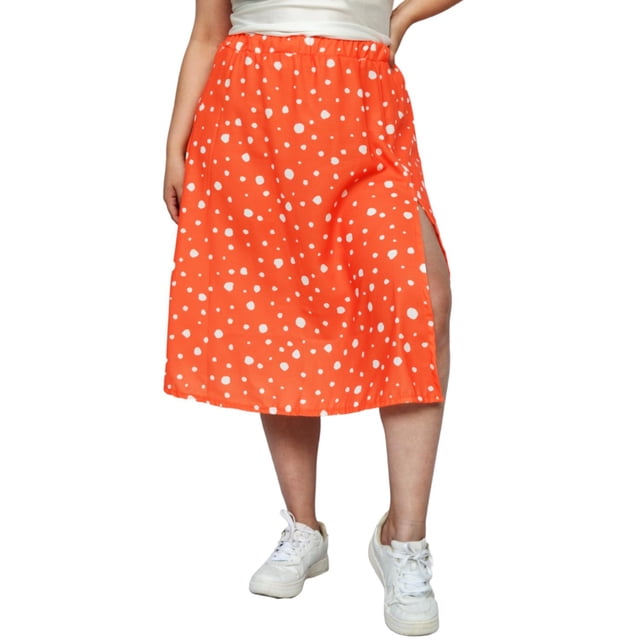 Falda midi talla extra, modelo 7040 (Naranja) naranja 36 Roman Fashion Falda extra 7040