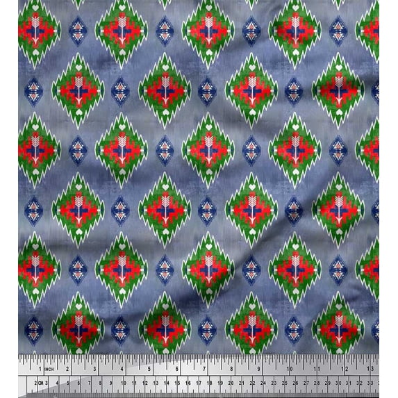 Soimoi Velvet Fabric Ethnic Southwestern Print Sewing Fabric Yard 58 Inch Wide