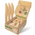 thumbnail image 1 of Cuchillos desechables de madera WOODABLE 100 unidades 16,5 cm ecológicos, 1 of 9