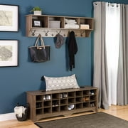 Prepac 24 pair Shoe Storage Cubby Bench, Drifted Gray