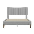 thumbnail image 2 of Tripp Modern Full Platform Bed Frame with Channel Tufted Headboard Gray, 2 of 9