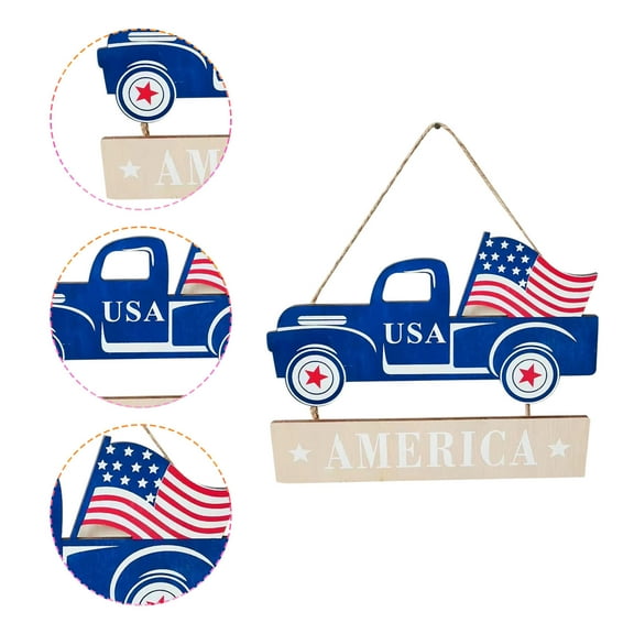 Chmadoxn Fourth of July Patriotic Tiered Tray Decor Wood Signs Rustic America Decorations for Home Truck Wood Blocks Tiered Tray Ornament Memorial Day Decorations Independence Day Decor