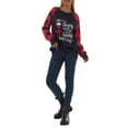 thumbnail image 2 of Michellecmm Women's Sweatshirt, Christmas Style Pattern Long Sleeve Round Neck Plaid Pullover for Festival Party, 2 of 9