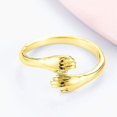 thumbnail image 4 of 925 Sterling Silver Jewelry Love Hug Ring Retro Fashion Tide Flow Open Ring Gold Gold, 4 of 4