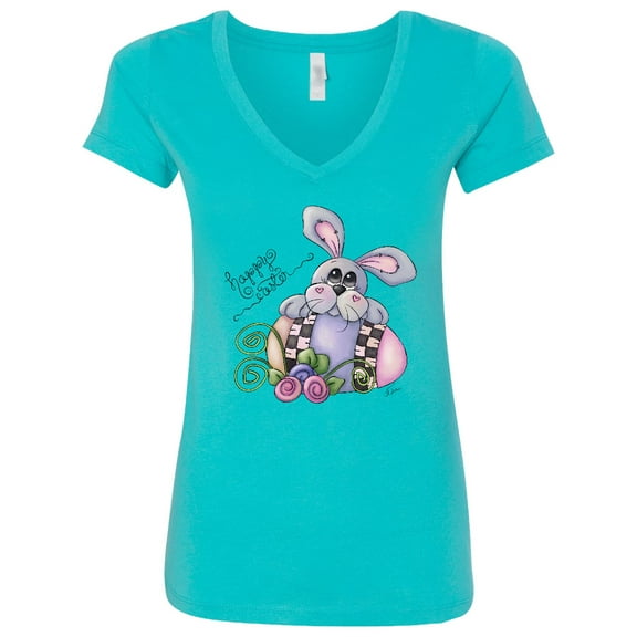 Inktastic Happy Easter Bunny Rabbit Women's V-Neck T-Shirt