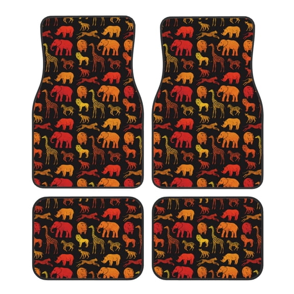 Fuzoiu Animal Print Carpet Floor Mats for Car,Car Foot Mat Set,Universal Fit 4 Piece Mat Pad Set,Fits Most Cars Trucks Vans Sedans SUV Auto Carpet Mat Se