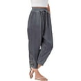 thumbnail image 7 of Flmaly vacation outfits for women High Waistband Women's Fashion Solid Color Cotton Linen Elastic Trousers Beach Casual Pants Line Vacation Outfits, 7 of 7