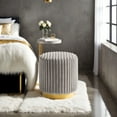 thumbnail image 2 of Furniture of America Vena Modern 16" Upholstered Fabric Round Indoor Stool, Gray and Gold, 2 of 8