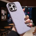 thumbnail image 2 of ML Luxury Solid Color Checkered Leather Phone Case for iPhone 16 15 14 Pro Max Anti Drop Protective Bumper Cover, 2 of 6