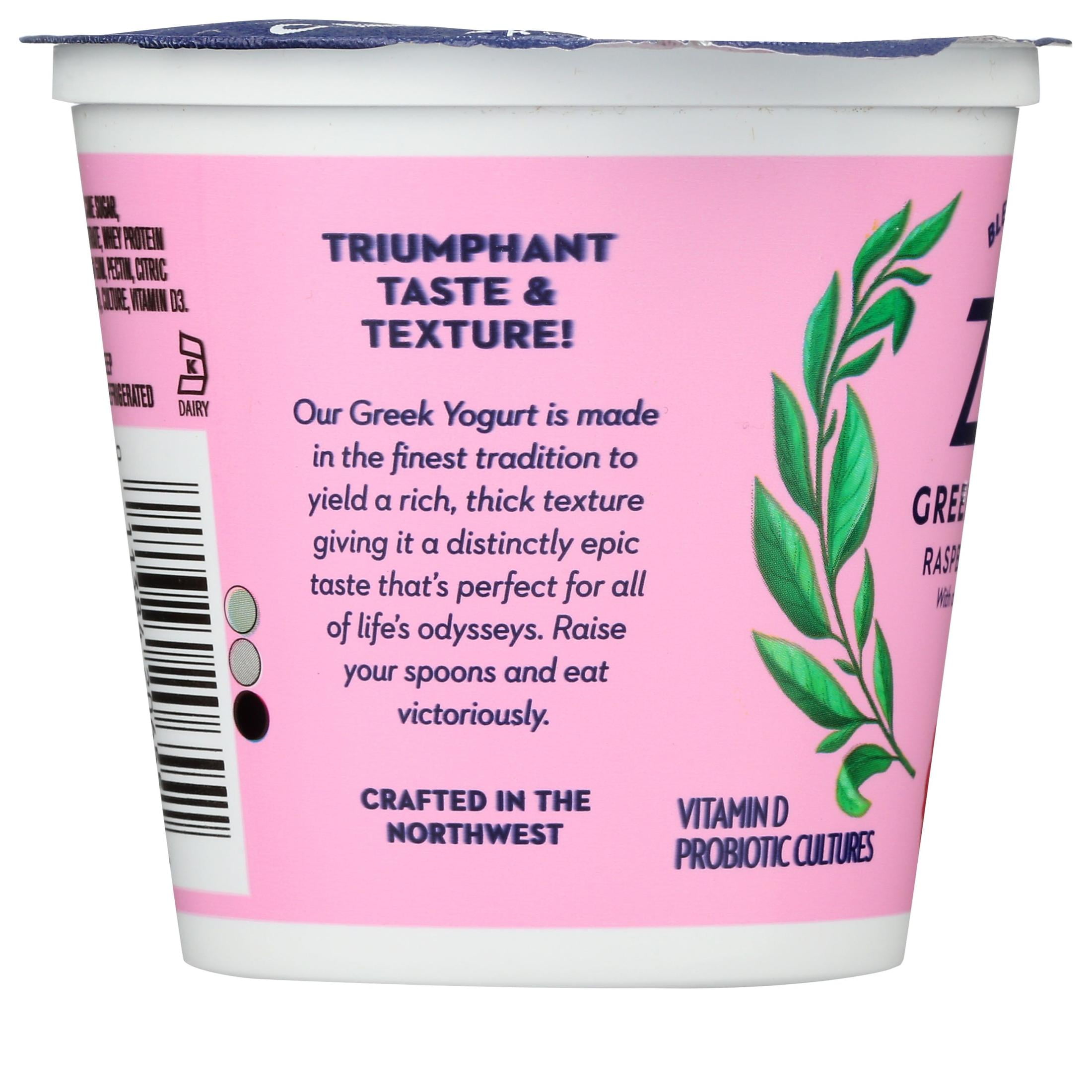 Zoi Greek Blended Raspberry Cream Yogurt, Net WT 6oz
