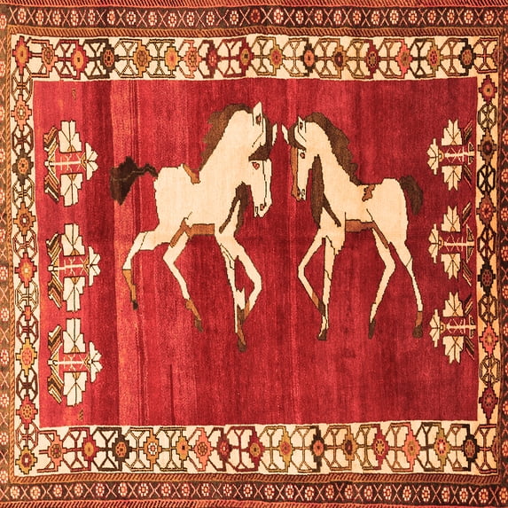 Ahgly Company Indoor Square Persian Orange Traditional Area Rugs, 3' Square