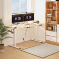 thumbnail image 3 of FunniHomi 60" x 24" Electric Height Adjustable Standing Desk with Hooks, Whole-Piece Desktop Cable Management Tray, and Built-in Power Outlet, Ergonomic Sit-Stand Desk for Home Office(2 Packages), 3 of 10