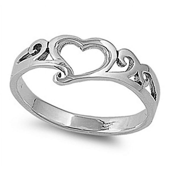 Sterling Silver Heart Ring 8mm ( Size 4 to 10)
