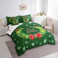thumbnail image 3 of jejeloiu Merry Christmas Bell Twin Bedding Sets 7-Piece,Red Bowtie Bowknot Bedding Comforter Set,White Snowflake Sheet Sets For Girls,Super Cozy Room Decoration Reversible, 3 of 8