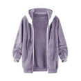 thumbnail image 5 of Winter Warm Coats for Men Fuzzy Fleece Jacket with Hooded Loungewear Full Zip Cardigan Outerwear Warm Coat with Pocket Purple L, 5 of 5