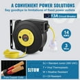 thumbnail image 5 of Retractable Extension Cord Reel 50FT, 14AWG 3-Outlet Power Cord, Heavy Duty SJTOW, 15A/1875W, 5 of 11