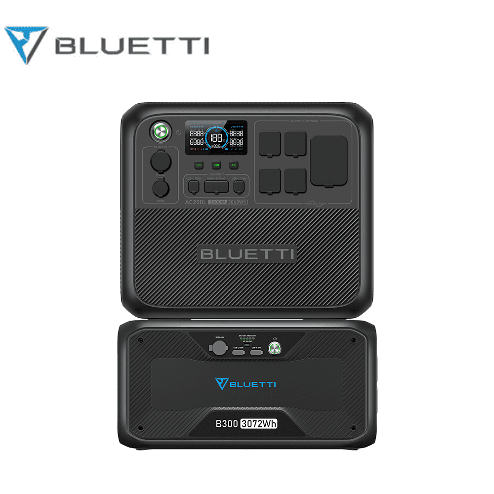 Restored BLUETTI Portable Power Station AC200L and B300 External Battery Modules, Expand to 5120Wh LiFePO4 Battery Backup w/ 4 2400W AC Outlets, Solar Generator for Home Backup, Blackout, RV Trip (Refurbished)