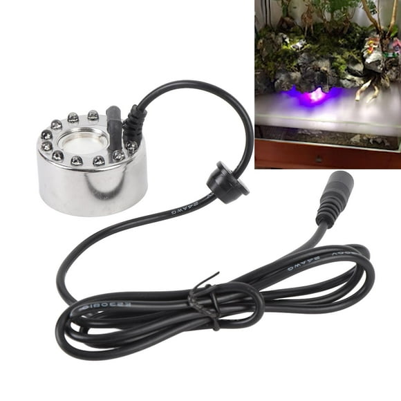 Mist Maker, Mini Fog Machine Fogger with 12 Color Changing LED Lights, Water Fountain Pond Fog Machine Atomizer Humidifier for Party Decorations and Rockery Fishtank